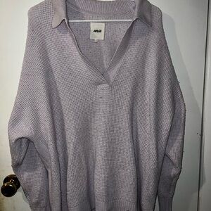 Aerie Purple V-Neck Sweater Cozy Knit